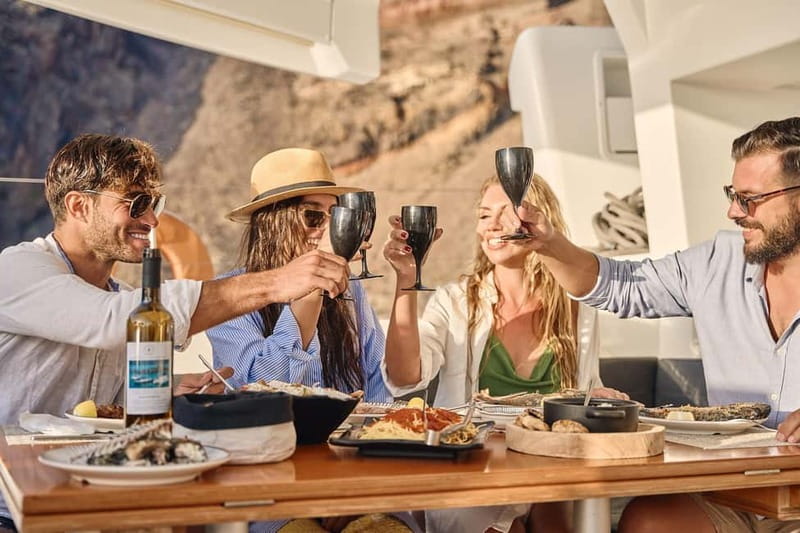 Santorini: Caldera Classic Catamaran Cruise w/ Meal & Drinks - The best parts at a glance