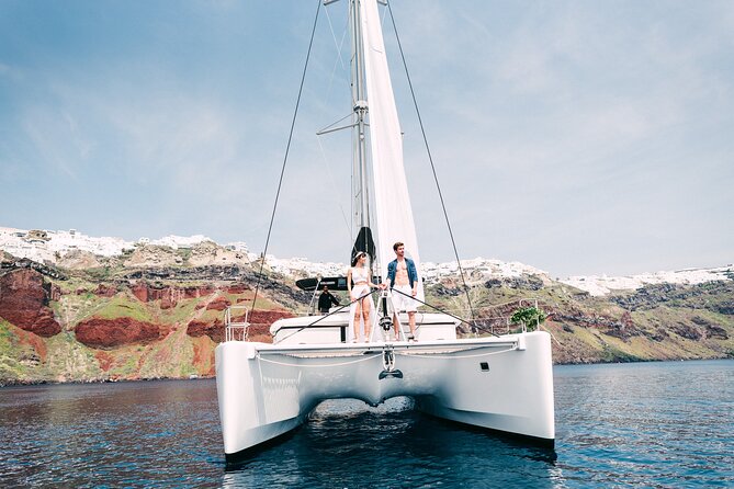 Santorini: Caldera Classic Semi-Private Cruise with BBQ & Drinks - Red Beach and the changing colors of Santorini