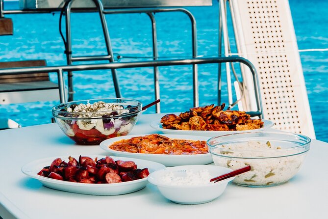 Santorini Caldera Gold Day Cruise with BBQ on board and Open Bar - Santorini Volcano and Nea Kameni’s warm water