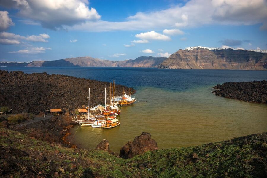 Santorini Caldera: Sunset Cruise with Dinner - Nea Kameni and the volcanic crater