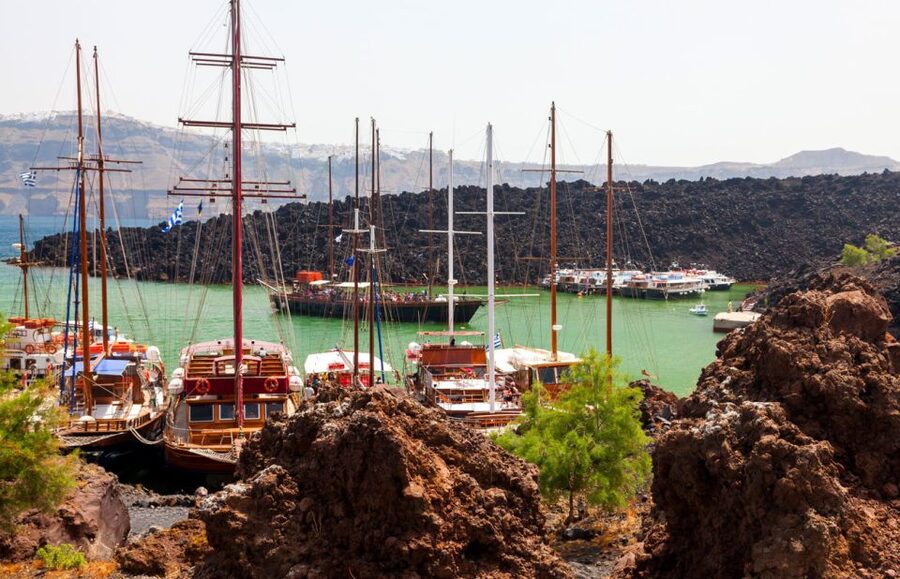Santorini Caldera: Sunset Cruise with Dinner - Dinner aboard the boat