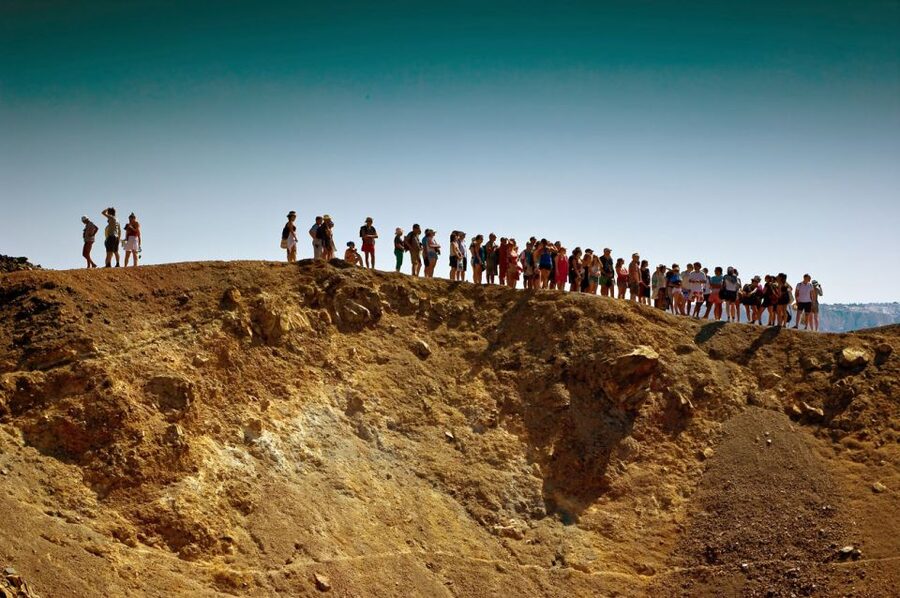 Santorini Caldera: Sunset Cruise with Dinner - Sailing beneath Oia