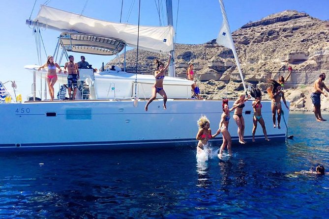 Santorini Catamaran Cruise with Fresh Meal and Open Bar - Boat space, weather, and comfort