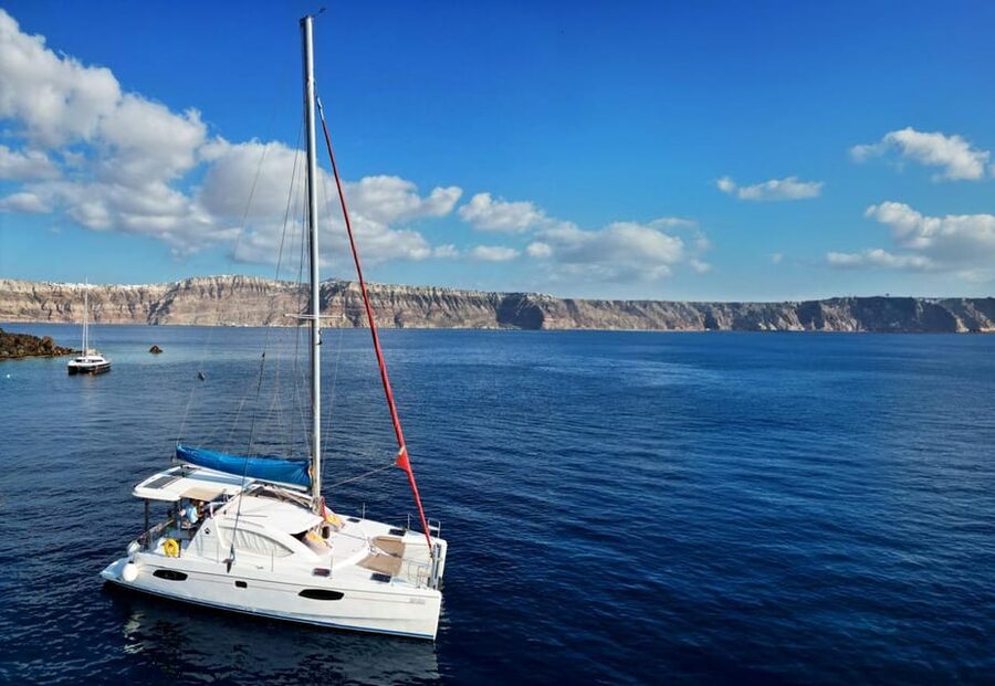 Santorini: Catamaran Cruise with Greek BBQ and Drinks - Setting off from Vlychada Marina