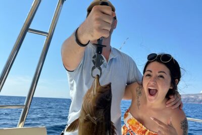Santorini Fishing Private Cruise boat tour – BBQ, Snorkeling