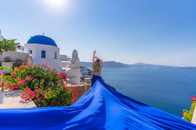 Santorini: Flying Dress Photoshoot - Choosing a gown for the caldera backdrop