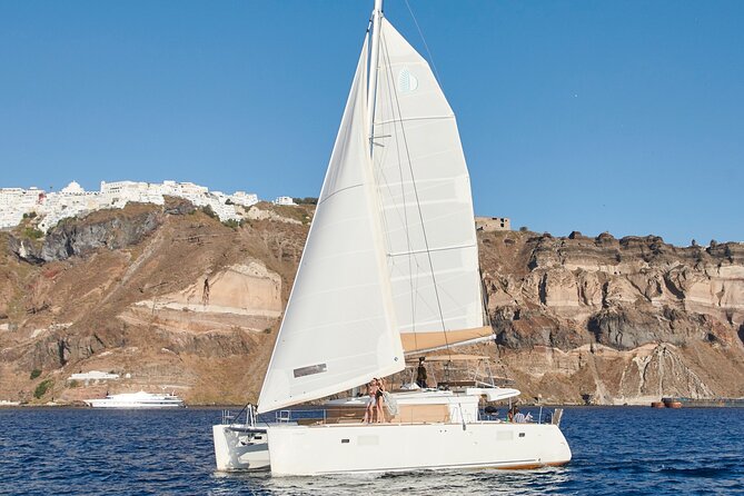 Santorini Gold Catamaran Cruise with BBQ, Drinks and Hotel Pickup - Is this a true sailing trip?