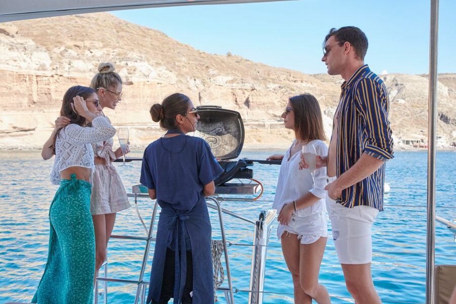 Santorini Gold Catamaran Cruise with Snorkel, BBQ & Open Bar - Who Will Enjoy This Best?