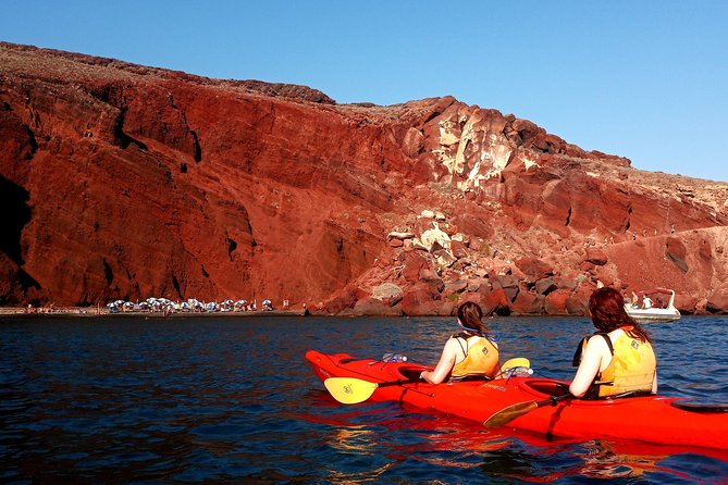 Santorini Guided Sea Kayaking with Light Lunch and Pick-up Option - Mesa Pigadia to the White Beach