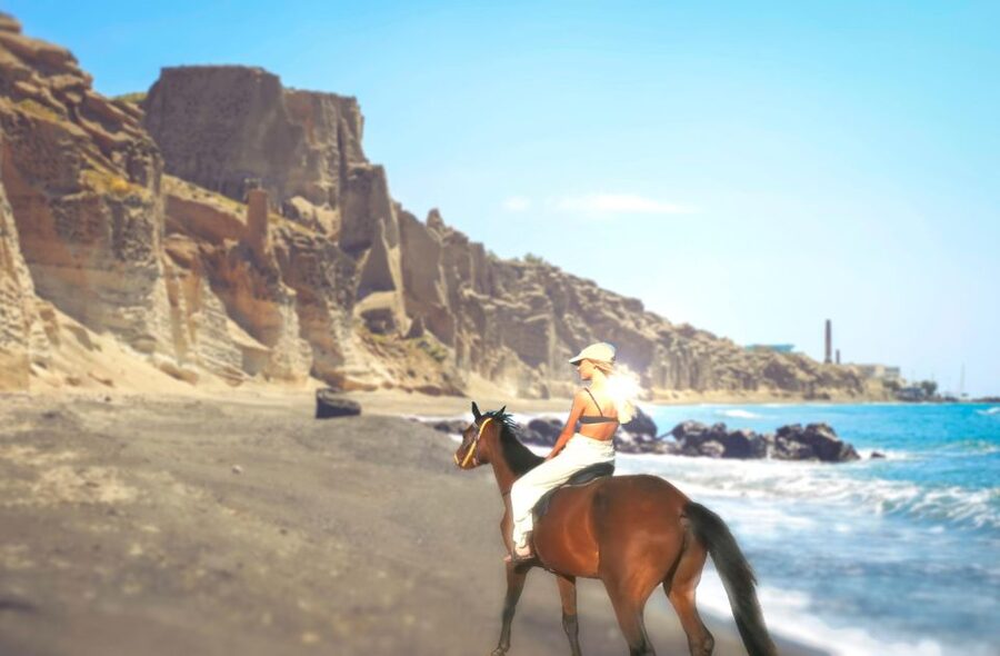 Santorini: Horseback Riding Tour on the Beach - Meeting the horses near Akrotiri Village