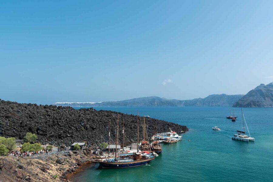 Santorini Port: Cruise to Volcano, Hot Springs & Thirassia - Nea Kameni: walking on an active volcano