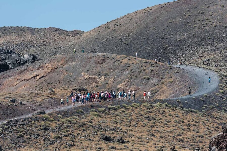 Santorini Port: Cruise to Volcano, Hot Springs & Thirassia - Palea Kameni: a warm-water stop with a short swim