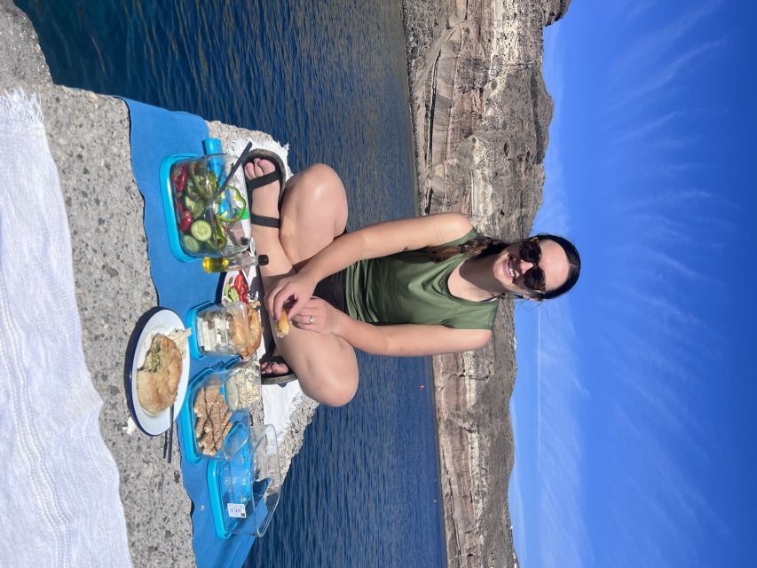 Santorini: Sea Caves Kayak Trip with Snorkeling and Picnic - Snorkeling in clear water