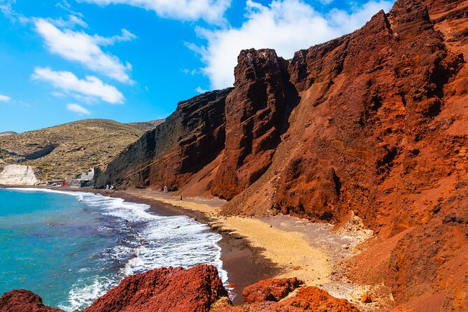 Santorini See Everything All Day Private Tour - Red Beach, where Santorini shows its volcanic side