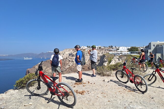 Santorini Small Group Guided E-bike Tour & Local Tomato Museum - Akrotiri, the Venetian Castle, and the caldera