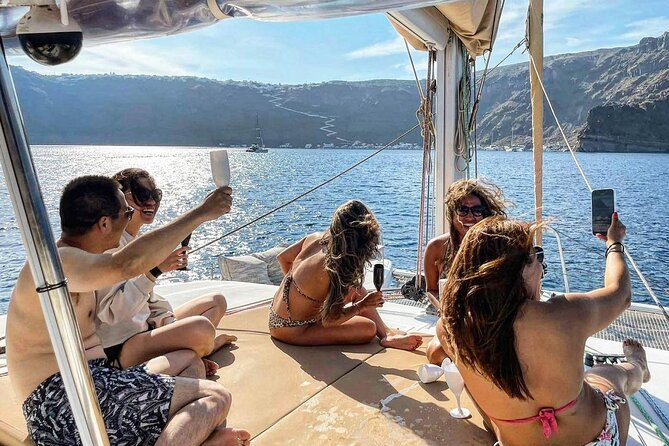 Santorini Sunset Sailing Cruise: Dinner, BBQ, Open Bar, Transfers - Setting sail from Vlychada at 3:00pm