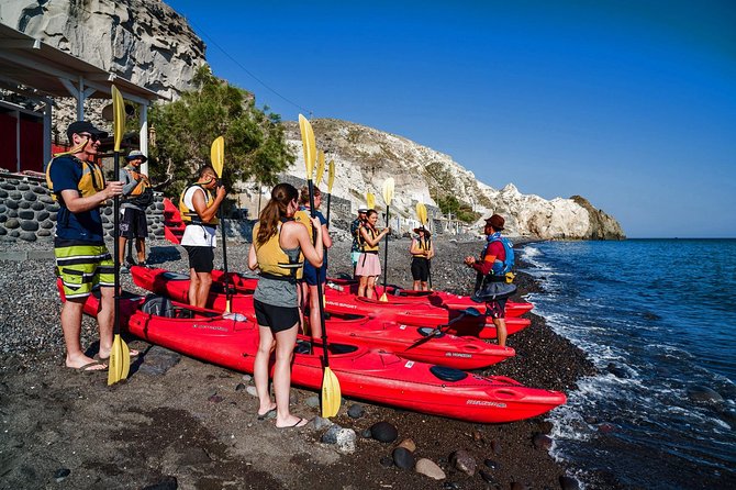 Santorini: Sunset Sea Kayak with Light Dinner with Pick-up Option - Starting at Mesa Pigadia Beach