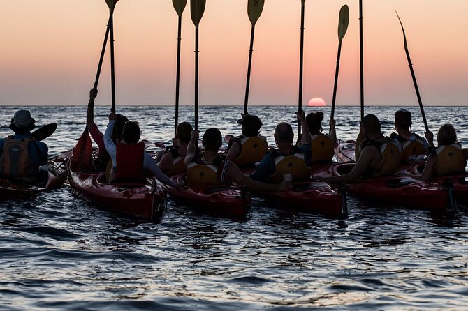 Santorini: Sunset Sea Kayak with Light Dinner with Pick-up Option - Swimming and Snorkeling in the Aegean