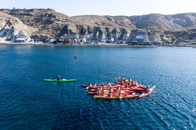 Santorini: Sunset Sea Kayak with Light Dinner with Pick-up Option - Kambia Beach and the Sunset Finish