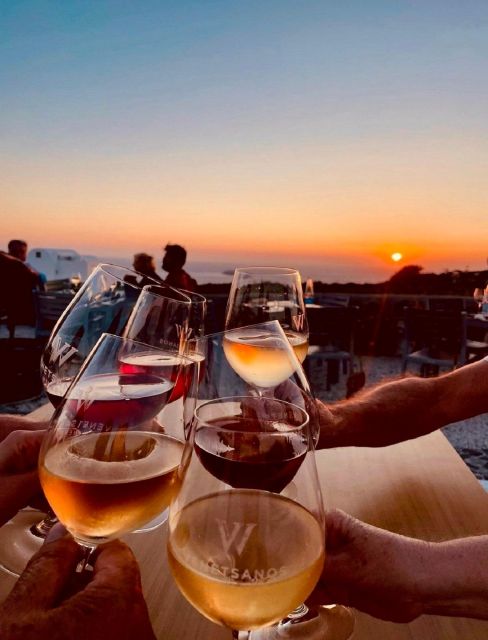 Santorini: Tour of Wineries with Wine Tasting & Food - The final stop: sunset, wine, and a slower finish