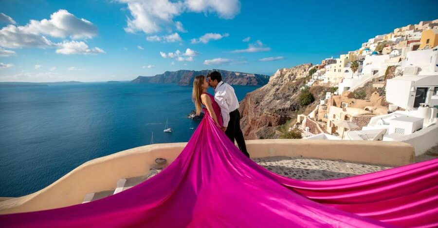 Santorini: Unique Flying Dress Photoshoot Experience - What happens when you arrive