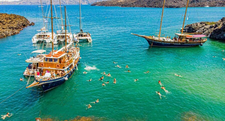 Santorini Volcano, Hot Springs Adventure - Palea Kameni and the sulfur-water swim