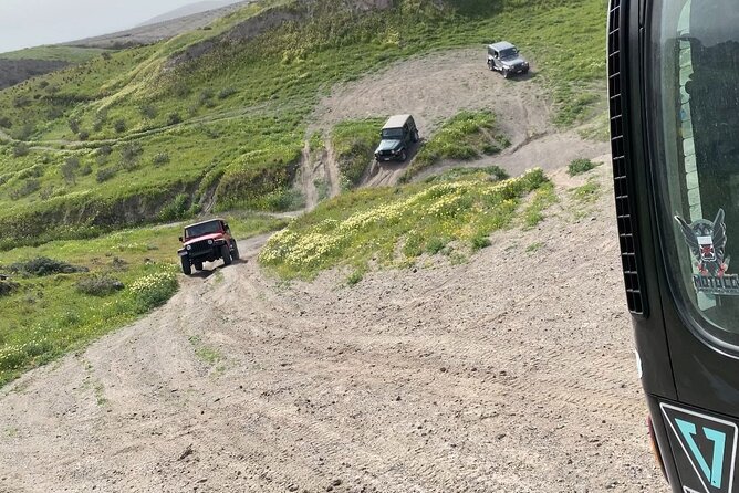 Santorini Wrangler Jeep Afternoon Convoy Tour - Vlychada Beach and the road to Eros Beach