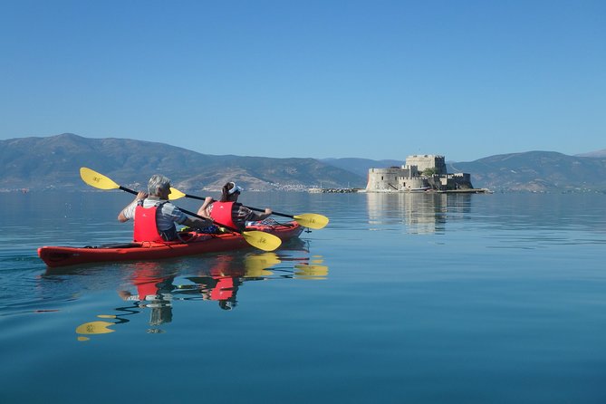 Sea Kayak Nafplio - Medieval Castles Tour - Bourtzi Island Castle from the harbor entrance