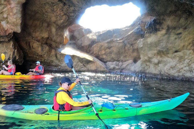Sea kayaking Mykonos natural beauty beaches - Paddling along the protected coast