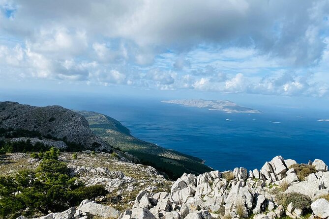 Small Group Hiking on Mount Akramitis in Rhodes - Descending over stony ground