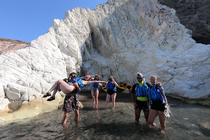 Small-Group Santorini Sea Caves Kayak Trip with Snorkeling & Picnic - White Beach and the Black Mountain Coast