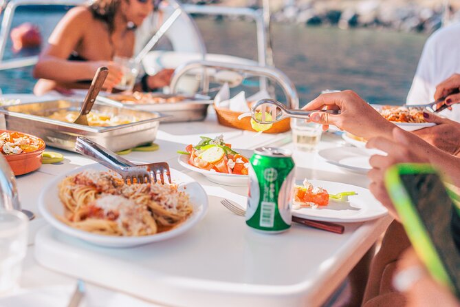 Sunset Caldera Sailing Cruise - White Beach and the southern coast
