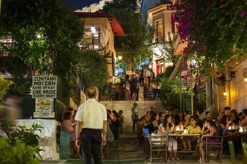 Traditional Greek Show in Plaka with Dinner - Plaka after dark: atmosphere before the show