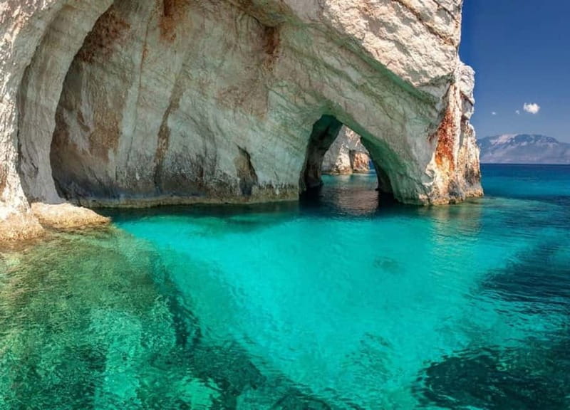 Zakynthos: Blue Caves and Navagio Bay Swim Cruise - Agios Andreas brings the first swim