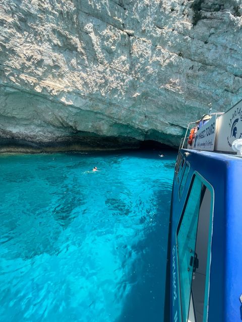 Zakynthos: Glass-Bottom Boat to Navagio, Caves & White Beach - Maravelia Cave and the first swim
