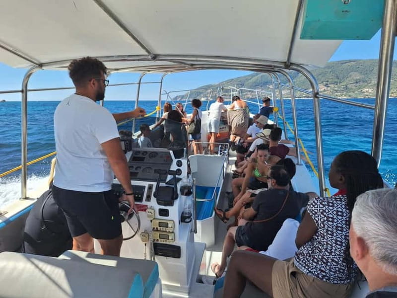 Zakynthos: Turtle Spotting, Marathonísi & Keri Caves Cruise - Cruising toward Marathonisi, or Turtle Island